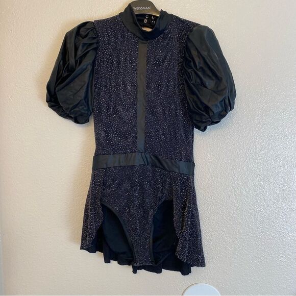Weissman Elite dance costume Black puff sleeve leotard Control D12755 adult MA - Picture 3 of 12